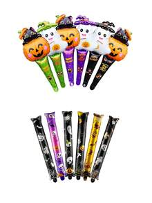 6pcs 62cm Large Halloween Stick Balloons Pumpkin Ghost Hand-Held Stick Air Balloons Halloween Balloon Halloween Decorations Day Of The Dead Decorate,Christmas - Multicolor - View 2