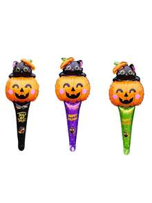 6pcs 62cm Large Halloween Stick Balloons Pumpkin Ghost Hand-Held Stick Air Balloons Halloween Balloon Halloween Decorations Day Of The Dead Decorate,Christmas - Multicolor - View 10