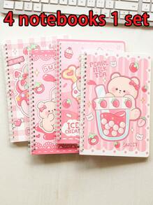 240 Inner Notebooks, A Total Of 4 A5 Cartoon Coil Books,  School Season Students Thickened School Supplies Record Book Value Eye Care Notepad Issued 4 Copies - Multicolor - View 1