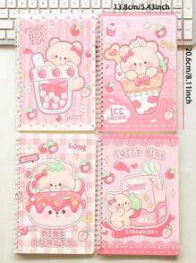 240 Inner Notebooks, A Total Of 4 A5 Cartoon Coil Books,  School Season Students Thickened School Supplies Record Book Value Eye Care Notepad Issued 4 Copies - Multicolor - View 2