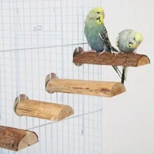 Soporte de madera de abeto natural para loro, barra sólida de madera, plataforma de descanso, trampolín para jaula de aves, accesorios de juguetes para aves