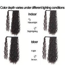 Ngô Sóng Đuôi Ngựa Nối Dài Kẹp Trong-22 Inch Dài Lượn Sóng Quấn Quanh Pony Đuôi Chịu Nhiệt Tổng Hợp Bộ Tóc Giả dành Cho Nữ - Nhiều màu - Xem 7