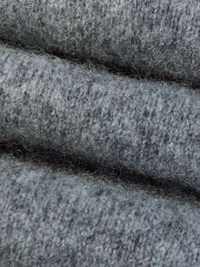 100% Merino Wool Women's Warm Soft Solid Round Neck Sweater - Grey - View 7