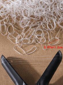 1500pcs Girls' Mini Size Transparent Disposable Rubber Hair Bands With 0.47-Inch Diameter, Ponytail Holders, Hair Ties, Suitable For Daily Use - Clear - View 4