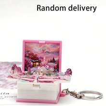1/2/8pcs 3D Folding Magic Book Mini Keychain, Decompression Creative Keyring, Random Pattern Christmas & Halloween Small Gift Car Accessories Bag Charm School Letter