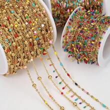 1 Meter Stylish Stainless Steel Enamel Dripping Lip Chain Beads Chain, Handmade Crafting Material For Bracelets, Necklaces, DIY Jewelry