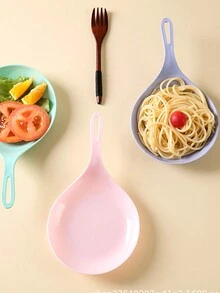 1pc Large Spoon For Mukbang, Korean Style Handled Serving Dish - Multicolor - View 1