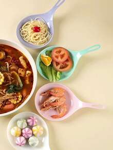 1pc Large Spoon For Mukbang, Korean Style Handled Serving Dish - Multicolor - View 5