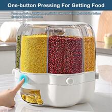 Rice Dispenser Container Cereal Box Dry Food Grain Storage Button Push Kitchen - White - View 4