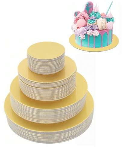 5 piezas Base circular de cartón para pastel revestida, bandeja para decorar pasteles