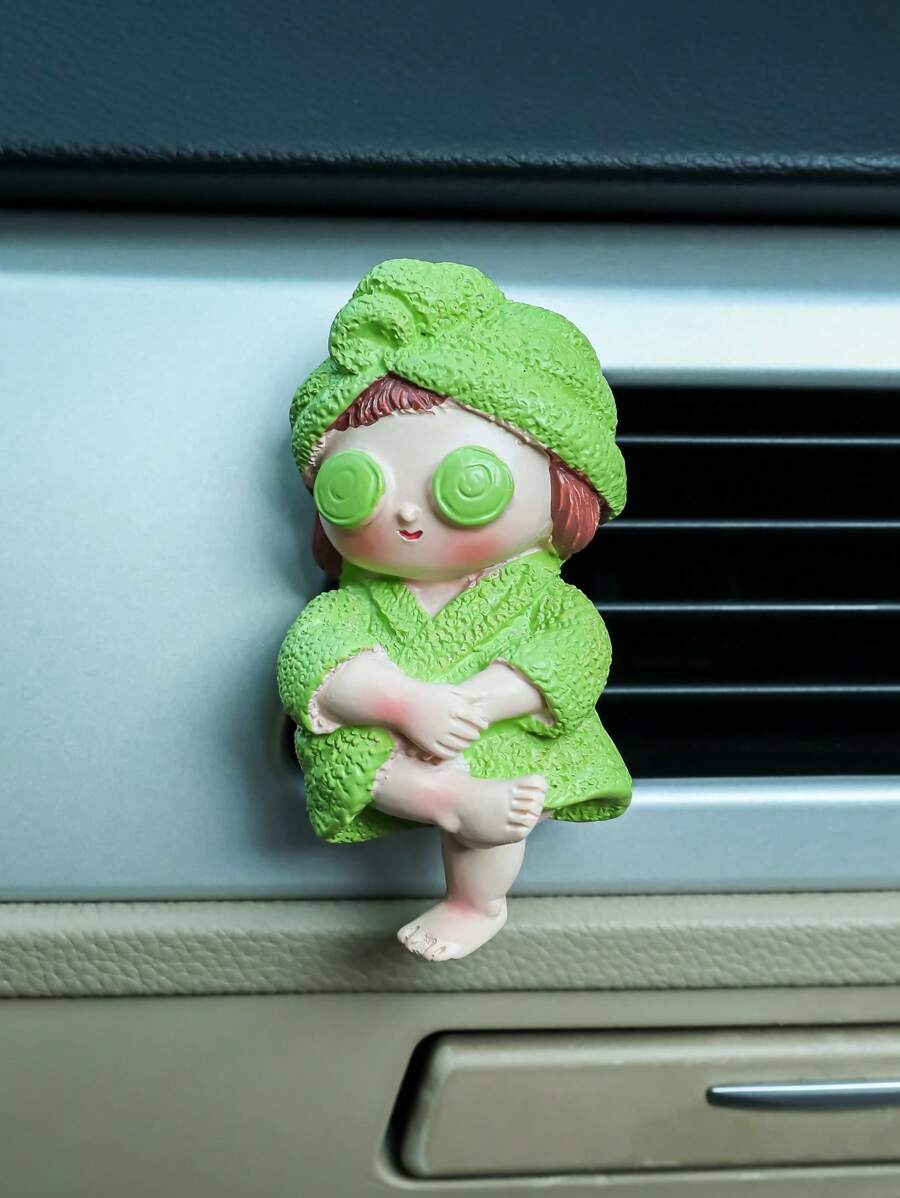 1 buc. Decor pentru gura de aerisire auto în formă de fată verde, potrivit pentru utilizare în mașină - Verde - Vizualizare 1