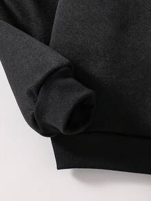 Toddler Cartoon Print Warm Hoodie And Sweatpants Set - Black - View 4