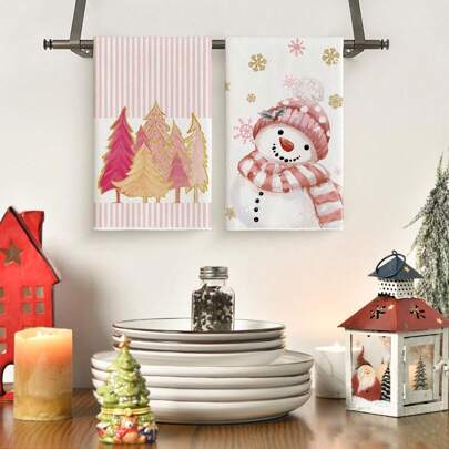 2ps Christmas And Pumpkin Kitchen Towels, Beautiful Dish Towels With Different Patterns 18x26 Inch Drying Dishcloth, Farmhouse Nobel Home Decoration, Halloween Gifts, Thanksgiving Day Gift, Harvest Festival, Family Dinner