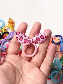 20pcs/Set Colorful Bunny Ear Hair Scrunchies, Cute Cartoon Bow Elastic Hair Ties For Women (Random Color) Ponytail Holders, Rubber Band, Gifts ,Hair Rope Hair Accessories Head Accessories Elastic Band - Multicolor - View 4