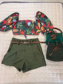 Women Two-Piece Outfits - Màu xanh lá cây đậm - Xem 1