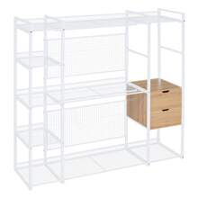 开放式衣架、架子、带挂杆的开放式衣柜、架子和抽屉、白色/黑色衣柜架返校旅行必需品房间装饰、家居装饰、卧室装饰存储组织和存储