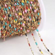 1 Meter Stylish Stainless Steel Enamel Dripping Lip Chain Beads Chain, Handmade Crafting Material For Bracelets, Necklaces, DIY Jewelry