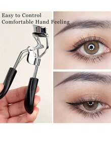 16-delige roestvrijstalen wimperkrullerset, inclusief 1 stuks wimperkruller, 1 stuks wimperkam, 2 stuks wimperrollers, 1 stuks schuine wenkbrauwborstel met twee uiteinden, 1 stuks wenkbrauwborstel en 10 stuks siliconen navulpads, voor wimpers en wenkbrauwen
