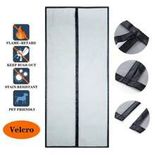 1 pieza Pantalla de puerta de fibra de vidrio ignífuga, puerta de malla contra mosquitos y insectos con cierre automático magnético - Multicolor - Ver 1