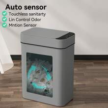 Ljia Automatic Motion Sensor Bathroom Trash Can With Lid, 2.7 Gallon/4 Gallon Touchless Trash Bin, Electric Waterproof Narrow Small Rubbish Can, Smart Plastic Slim Garbage Can Small White& Grey Wastebasket For Kitchen, Toilet, Office, Rv, Bedroom, Living Room