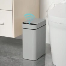 Ljia Automatic Motion Sensor Bathroom Trash Can With Lid, 2.7 Gallon/4 Gallon Touchless Trash Bin, Electric Waterproof Narrow Small Rubbish Can, Smart Plastic Slim Garbage Can Small White& Grey Wastebasket For Kitchen, Toilet, Office, Rv, Bedroom, Living Room