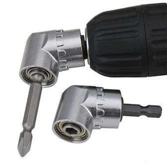Juego de destornillador con punta flexibilidad de 105° - Un acero inoxidable con dos especificaciones, herramienta para perforar y doblar esquinas con rinoestone plateado, accesorio flexible universal para destornillador eléctrico, herramienta eléctrica para doblar esquinas, herramienta flexible para doblar esquinas, adecuada para decoración del hogar, renovación de edificios, herramienta esencial, regalo de Navidad