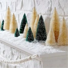 12 cây tuyết tùng nhân tạo mini trang trí Giáng sinh, nhiều màu, xanh lam, xanh lá cây nhạt, xanh lá cây, trắng, vàng, bạc, dùng cho lễ hội, nhà ở, văn phòng, trang trí sân vườn, Giáng sinh - Màu Khaki - Xem 2