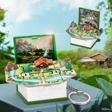 1/2/8pcs 3D Folding Magic Book Mini Keychain, Decompression Creative Keyring, Random Pattern Christmas & Halloween Small Gift Car Accessories Bag Charm School Letter