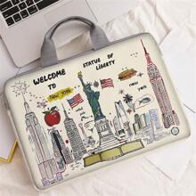 随机图案印花笔记本电脑内胆包，笔记本电脑包，配件，软质笔记本电脑内胆包，软质笔记本电脑保护套，笔记本电脑内胆包，平板电脑皮套，拉链笔记本电脑内胆包，学校/商务办公笔记本电脑/电脑/单肩包，ins/Y147k 款式，便携，男女通用，可爱，防水，轻便，简约，带笔记本电脑隔层，大容量，适合学校、办公室、女性、工作、通勤，多功能 - 彩色 - 查看 13