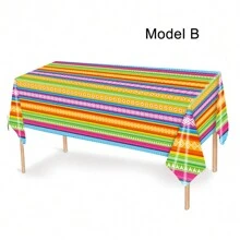 1 Piece Mexican Party Tablecloth Decoration For Taco Party Night Birthday And Mexican Theme Party Supplies, 54 X 108 Inch,Disposable Tablecloths - Multicolor - View 9