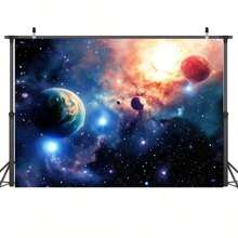 1 pieza, Decoraciones para fiesta espacial Telón de fondo para dormitorio Estética Espacio exterior Noche galaxia Fondo de fotografía con cielo estrellado Universo Telón de fondo colgante de pared con nebulosa para sala de estar Decoración del hogar - Multicolor - Ver 6
