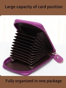 1 pieza Tarjetero con múltiples ranuras, estuche de tarjetas mini portátil con ventana transparente, monedero con cremallera mini, estuche de tarjetas de organza portátil para señoras, tarjetero de tarjetas de crédito y tarjetas de visita con cremallera vertical, pequeño y exquisito. Fácil de llevar, adecuado para salir y almacenamiento de viaje, de moda y versátil - Multicolor - Ver 2