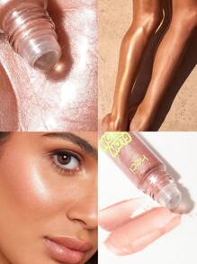 HECI BEAUTY HECI BEAUTY Roller Liquid Body Highlighter,1pc Glitter Face Contour Highlight Brightening Makeup Illuminating Cosmetic, Pearl Highlighter For Full Body,Sexy Beauty Highlight Oil Cosmetics For Beach,Glass Roller Bottles Leak Proof Massage Roller Ball Bottles,Suitable For Students Returning To School