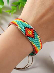 1 Stück handgefertigtes Armband im Boho-Stil mit bunten Perlen, elegantes Accessoire für Damen, ideales Geschenk für Liebe, geeignet für Alltag, Büro und Feste - Handgewebtes Armband - Übersicht 15