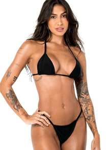 G-String Strap Bikini - màu đen - Xem 2