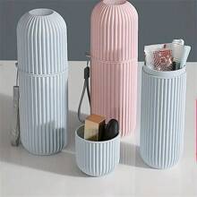 1pcPortable Travel Toothbrush And Mouthwash Cup Set - Convenient Storage For Toothbrushes, Toothpaste, And Makeup Brushes - Ideal For Couples - Random Color Rope Included - Multicolor - View 8