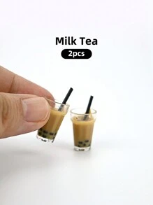 1 pieza 1:12 Pastel de manzana y té de burbujas de miniatura para casa de muñecas, prop de fotografía, decoración de paisaje micro