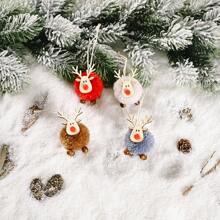 4 chiếc thú nhồi bông tuần lộc bằng nỉ có gạc gỗ, đồ trang trí treo cây thông Noel hình nai sừng tấm cho tiệc Giáng sinh, ngày lễ, mặt dây chuyền hình nai mũm mĩm dễ thương, trang trí năm mới, trang trí nhà cửa, Giáng sinh - Nhiều màu - Xem 7