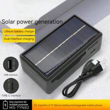 18650 Charger, Solar Lithium Battery Smart Charger 18650 18500 26650 21700 14500 16340 Type-C Dual-Slot Dual-Charge Multi-Function Charging Treasure - Black - View 2