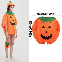 Conjunto de disfraz de Halloween de calabaza para adultos, incluye atuendo de calabaza, bolsa y sombrero - Amarillo - Ver 10