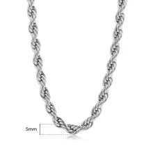 Dây chuyền thép không gỉ xoắn thời trang 16-30 inch dành cho nam giới và phụ nữ Quà tặng trang sức chuỗi 3-7mm Quà tặng Giáng sinh - Bạc - Xem 7