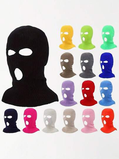 1 件女士糖果色多用途拉法帽面罩针织帽，适合秋冬保暖和日常穿着万圣节