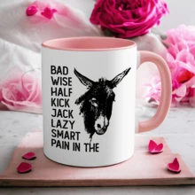 1pc, Inner Colored Ceramic Coffee Mug 11 Oz, Coffee Cups Tea Cup With Colorful Handle, Funny Bad Donkey, Donkey Mug, Funny Dad Mug, Adult Humor Mug, Funny Gift Friend Gift Idea, Novelty Gift, Reusable Coffee Mug For Party, Office Mug, Room Decor House Warming Gifts New Home - 粉色 - 查看 8