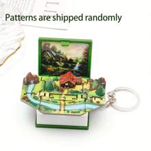 1/2/8pcs 3D Folding Magic Book Mini Keychain, Decompression Creative Keyring, Random Pattern Christmas & Halloween Small Gift Car Accessories Bag Charm School Letter