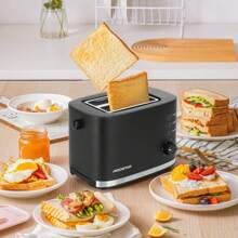 Aigostar Toaster 2 Slice 1.5" Wide Slot, 800W Low Wattage Black Toaster With Warming Rack, Small Toaster Electric For Home Travel Camping - UK Plug(220-240V) - View 7