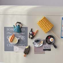 3 件装陶瓷冰箱贴 3D 立体磁铁仿真个性化食物零食信息冰箱贴 - 彩色 - 查看 2