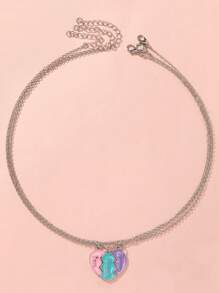 3入組鋅合金多色愛心項鍊兒童時尚配對項鍊 - Love three-piece necklace set - 查看 11
