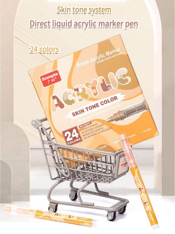 72/48/24/12 Colors Acrylic Marker Pens, Liquid Soft Tip, Student Use, Non-Transparent, Stackable Colors, High-Quality Watercolor Pens, Art Supplies For DIY