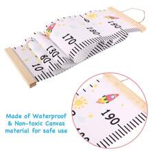 Children Height Measuring Rulers From Baby To Adult Removable Roll Up Children Height Measure Chart With Wood Frame Cute Decorative Wall Hanging Baby Growth Chart Waterproof Height Chart For Kids Room Vinyl Decal,For Bedroom Decor,Room Decor Items,For Halloween Decor,Fall Decor,Classroom Decorations,Removable Sticker - White - View 2