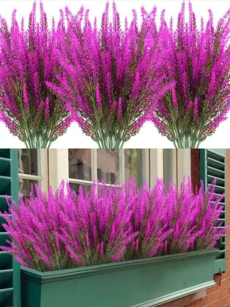 10 件人造植物，抗紫外线假绿植，适用于户外家居装饰，高品质抗氧化波士顿蕨类植物，触感真实，适用于厨房/房间、墙壁装饰室内/室外悬挂花盆、春夏花园庭院装饰、万圣节装饰、假花家居装饰、母亲节装饰、节日装饰、情人节 - 粉紅紫 - 查看 1